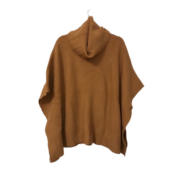 Camel ribbed Ann Taylor sweater turtleneck poncho - Picture 9 of 12